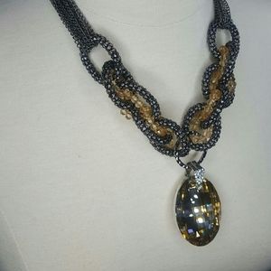 Amber Rhinestone Necklace